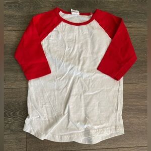 Sz 4t red/white 3/4 length baseball top